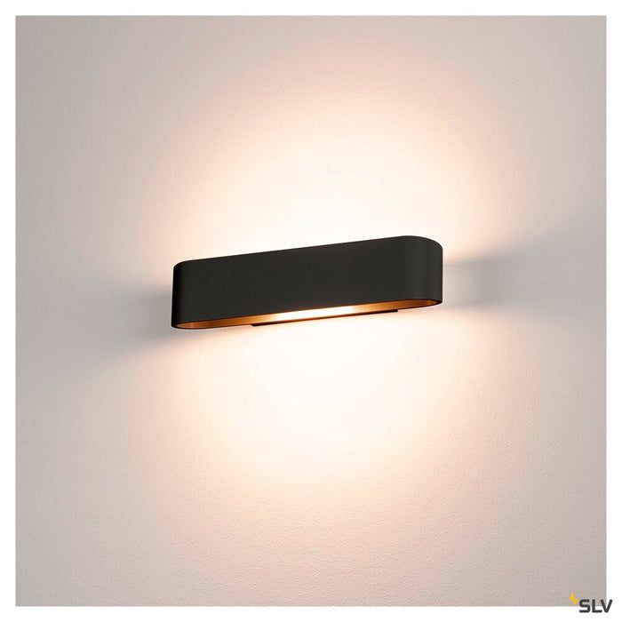 OSSA 300 wall light, QT-DE12, oval, up/down, black, L/W/H 30/8/6.5 cm, max. 120W