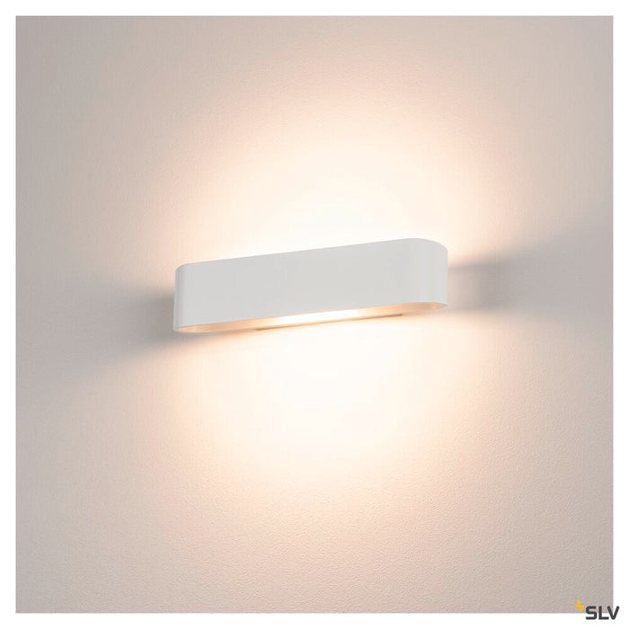 OSSA 300 wall light, QT-DE12, oval, up/down, white, L/W/H 30/8/6.5 cm, max. 120W
