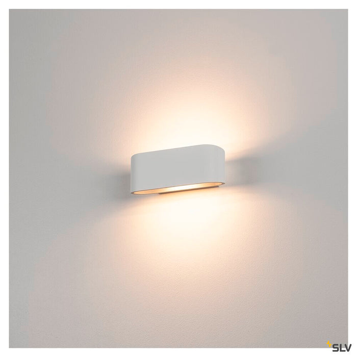 OSSA 180 wall light, QT-DE12, oval, up/down, white, L/W/H 18/8/7 cm, max. 100W