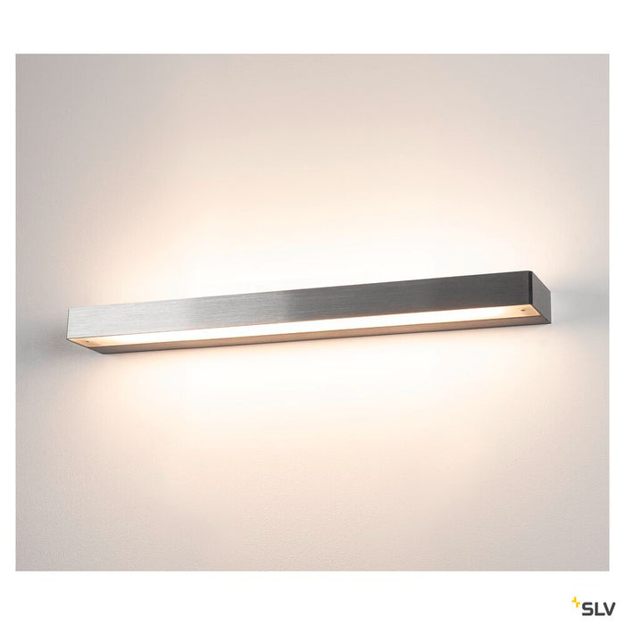 SEDO 14, wall light, LED, 3000K, square, brushed aluminium, frosted glass, L/W/H 59.5/8.5/4 cm, 17W