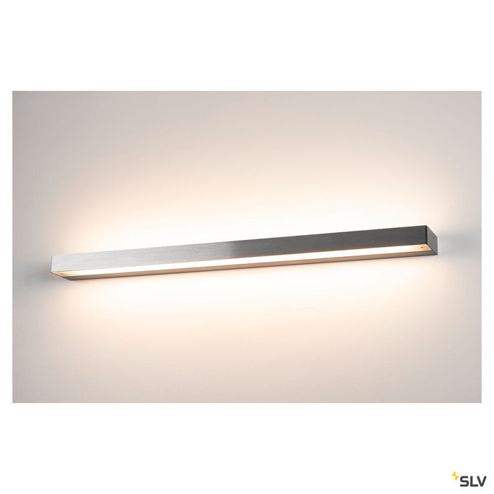 SEDO 21, wall light, LED, 3000K, square, brushed aluminium, frosted glass, L/W/H 89.5/8.5/4 cm, energy saving lamp, 33 W