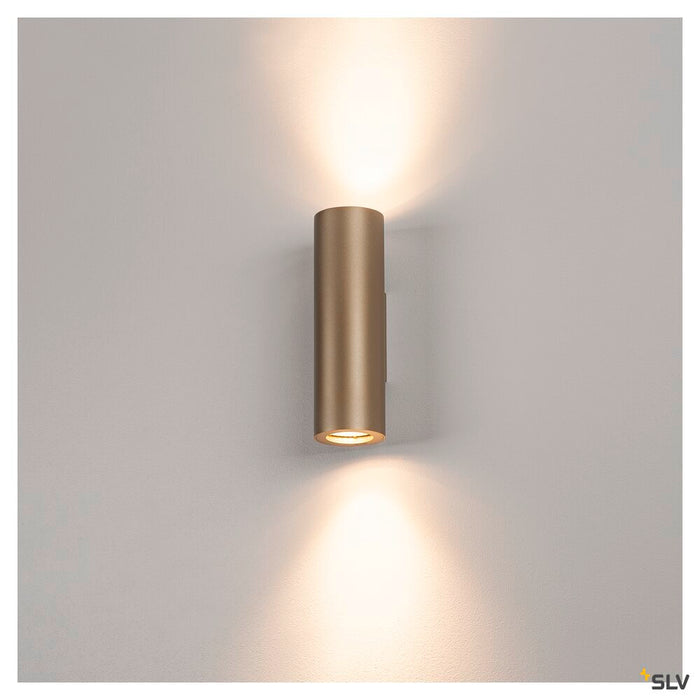 ENOLA_B, wall light, QPAR51, round, up/down, brass, max. 50 W, incl. brass deco ring