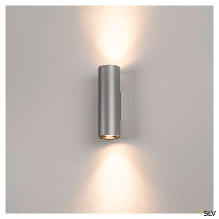 ENOLA_B, wall light, QPAR51, round, up/down, silver-grey/black, max. 50 W, incl. silver-grey/black deco ring