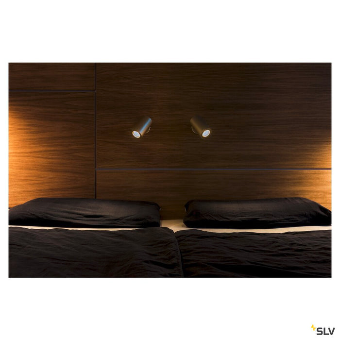 ENOLA_B, wall and ceiling light, spot, single-headed, QPAR51, brass, max. 50W