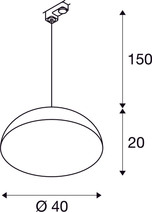 FORCHINI M pendant for 240V 3-phase track, TC-(D,H,T,Q)SE, round, black/gold, Ø 40cm, incl. 3-phase adapter, black