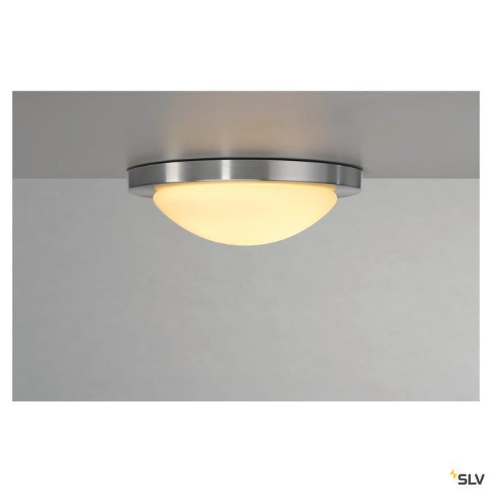 MELAN, ceiling light, A60, round, brushed aluminium, frosted glass, max. 60W