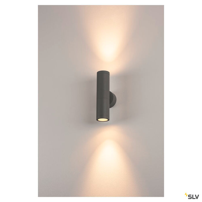 ASTINA, outdoor wall light, TCR50-SE, IP44, round, up/down, anthracite, max. 44W