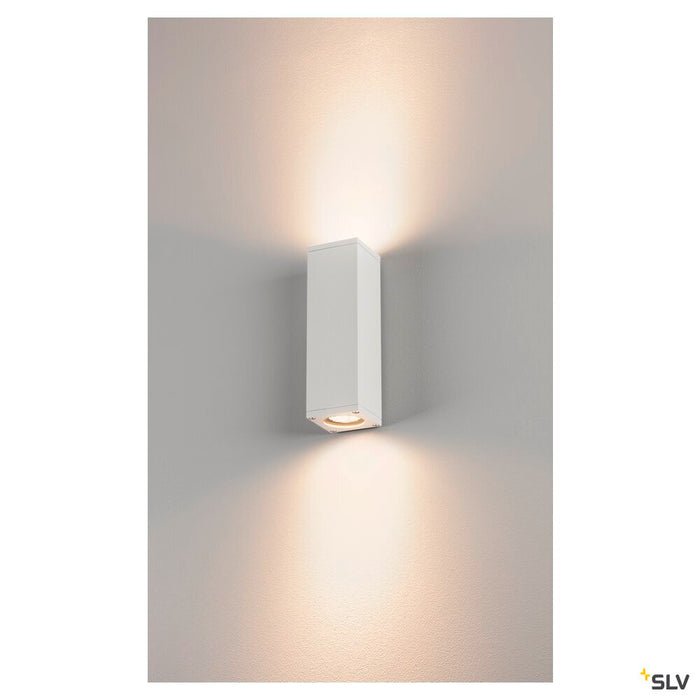 THEO, outdoor wall light, QPAR51, IP44, square, up/down, white, max. 70W