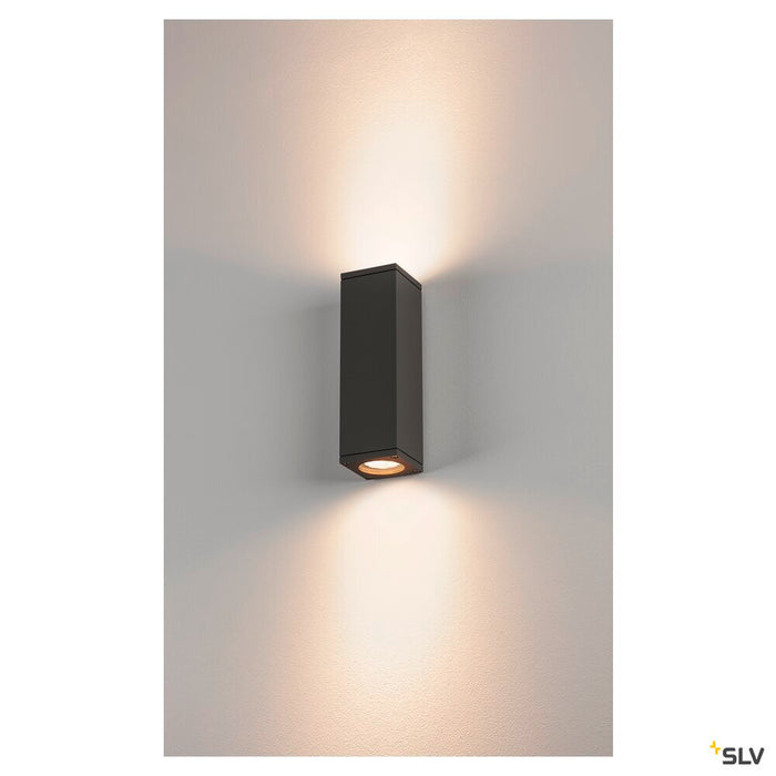 THEO, outdoor wall light, QPAR51, IP44, square, up/down, anthracite, max. 70W