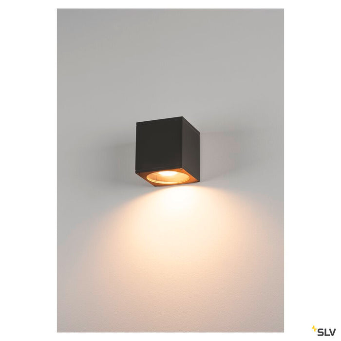 BIG THEO WALL, outdoor wall light, QPAR111, IP44, square, anthracite, max. 75W