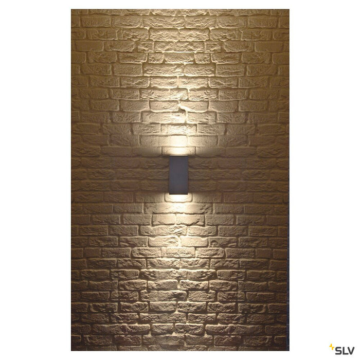 BIG THEO, outdoor wall light, QPAR111, IP44, square, up/down, silver-grey, max. 150W