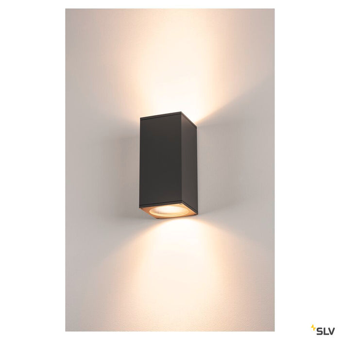 BIG THEO, outdoor wall light, QPAR111, IP44, square, up/down, anthracite, max. 150W