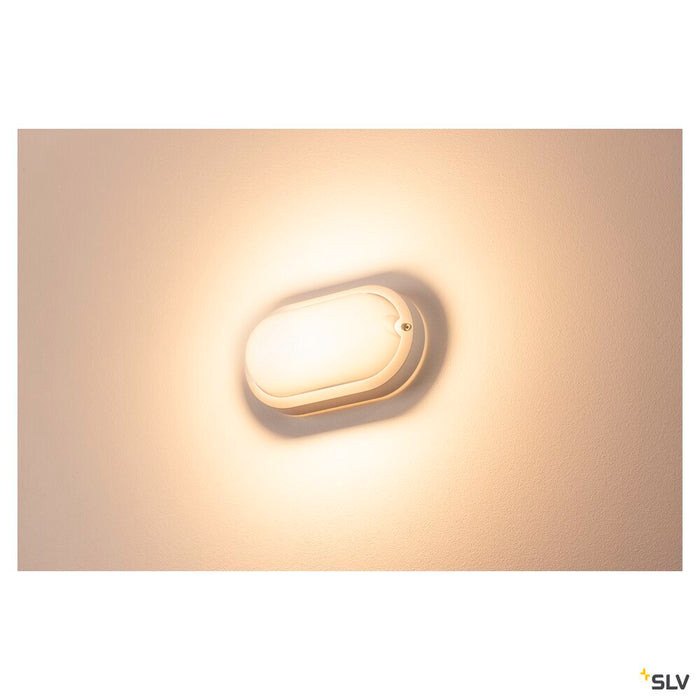 TERANG 2, outdoor wall and ceiling light, LED, 3000K, IP44, oval, white, max. 11W