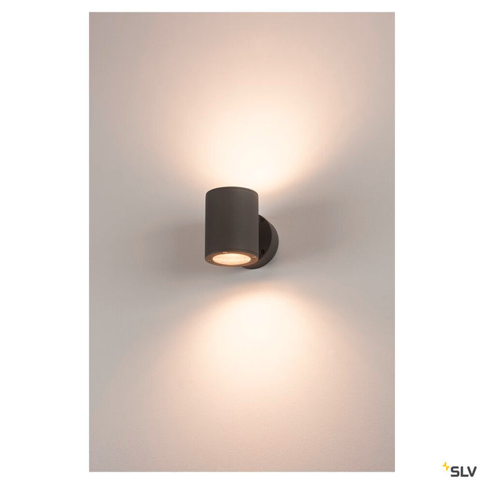 SITRA, outdoor wall light, double-headed, TCR-TSE, IP44, up/down, anthracite, max. 18W