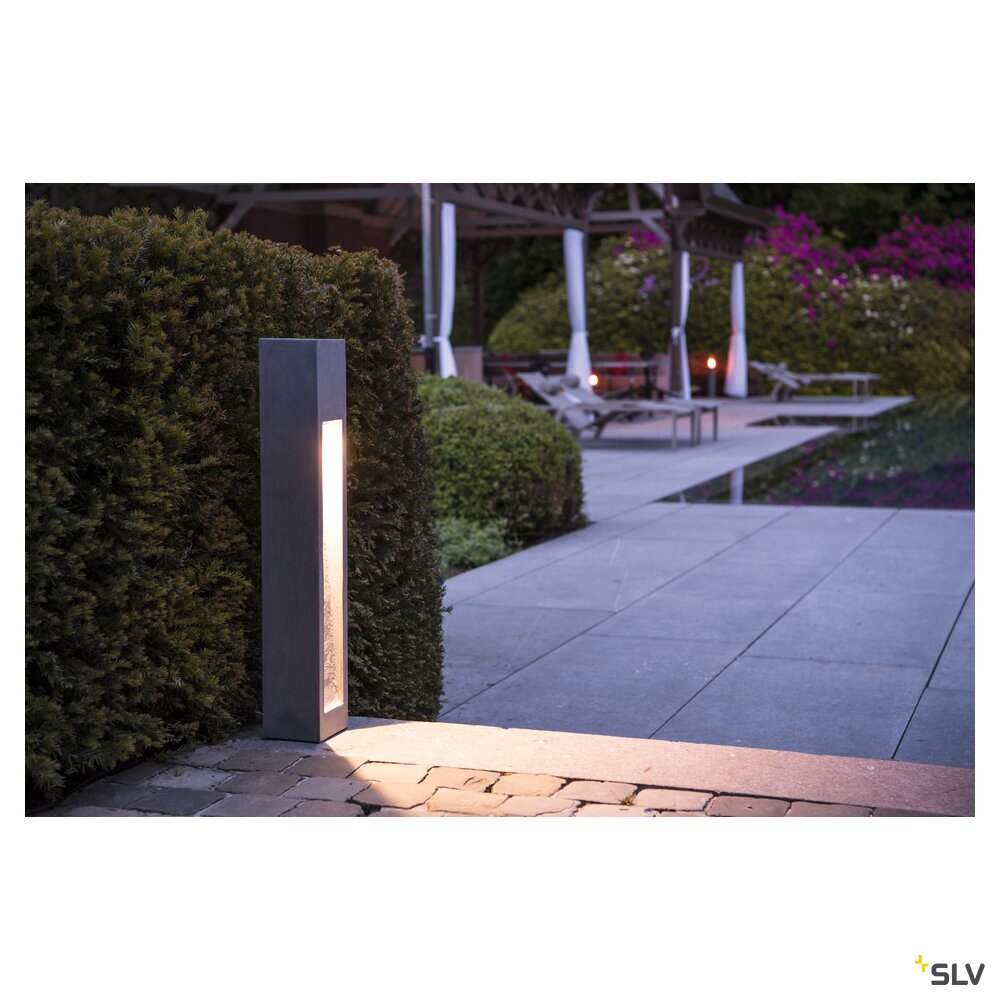 ARROCK STONE, outdoor floor stand, LED, 3000K, square, stone-grey, L/W/H 12/12/75 cm, max. 6W