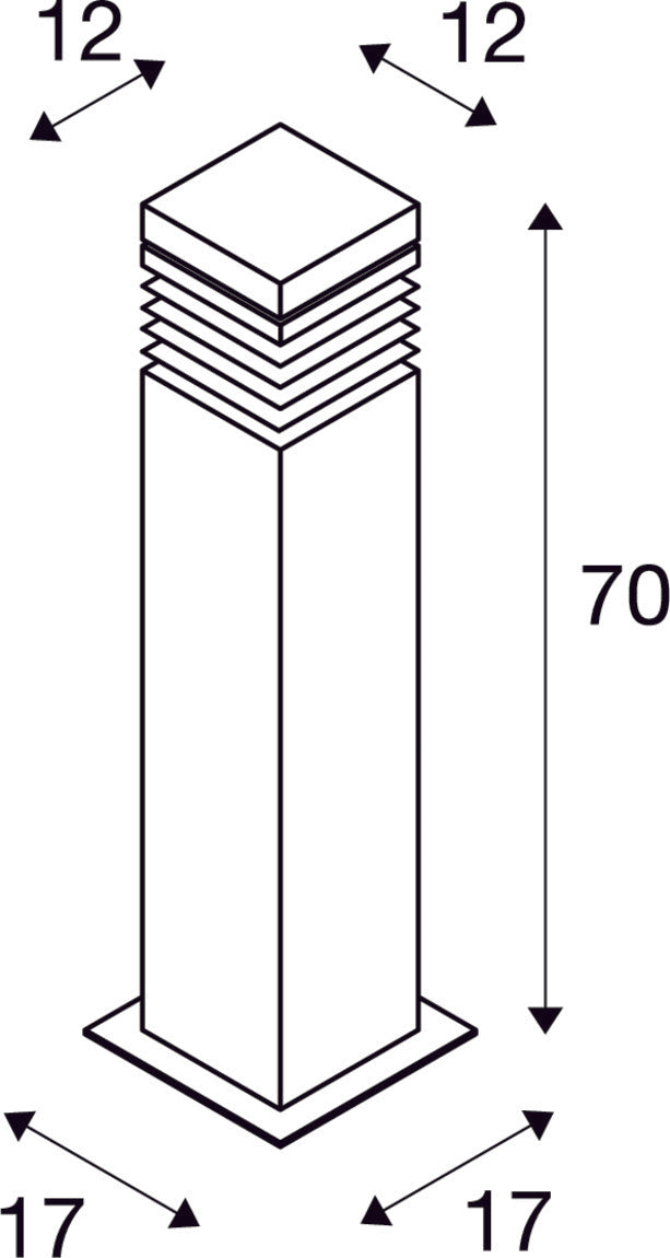 ARROCK GRANITE, outdoor floor stand, TC-(D,H,T,Q)SE, square, granite, salt & pepper, L/W/H 12/12/70 cm, max. 15W