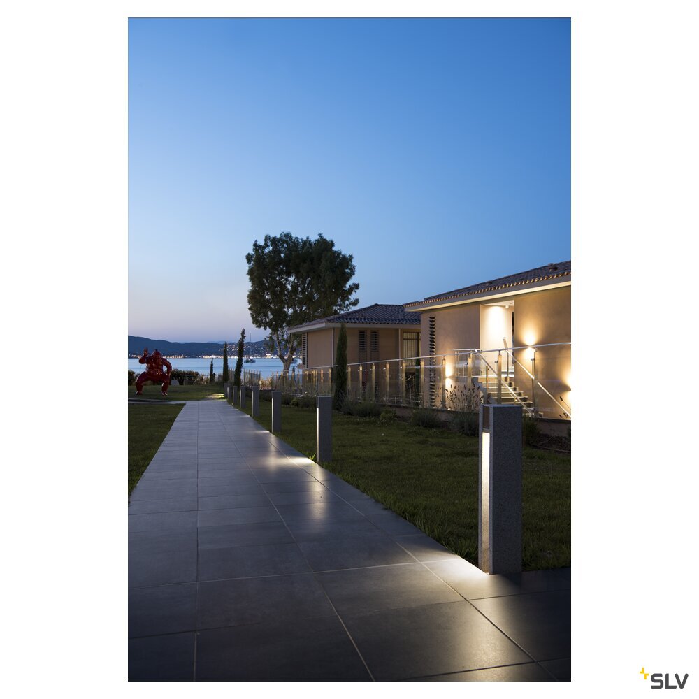 ARROCK SLOT, outdoor floor stand, LED GU10 51 mm, IP44, square, salt & pepper, granite, 4W LED