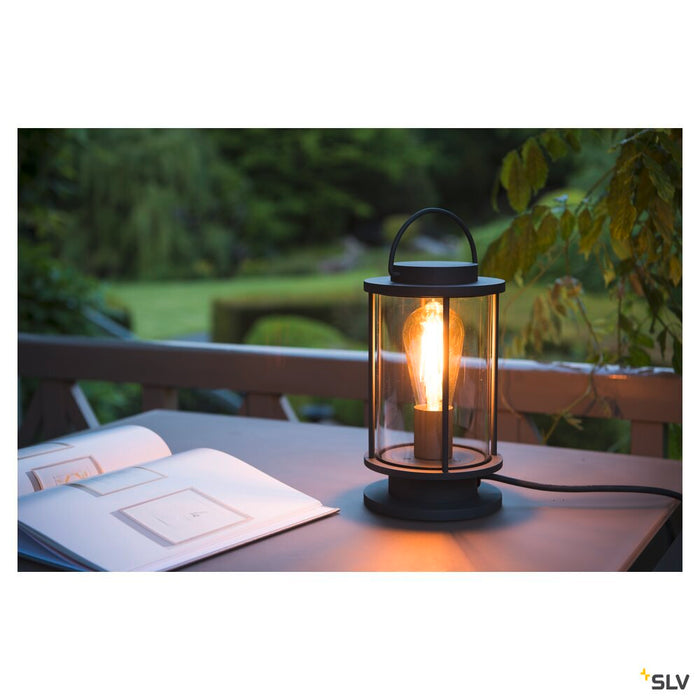 PHOTONIA, outdoor table lamp, E27, anthracite, IP44, incl. connection lead and shock-proof mains plug, anthracite, max.60W
