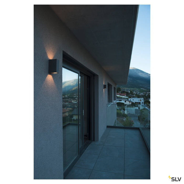 QUAD 2 XL, wall light, LED, 3000K, IP44, square, up/down, anthracite, 3.2W