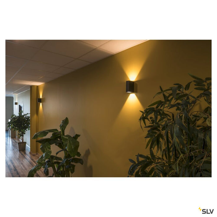 QUAD 2 XL, wall light, LED, 3000K, IP44, square, up/down, anthracite, 3.2W