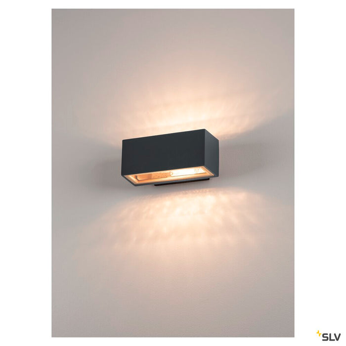 BOX, outdoor wall light, QT-DE12, IP44, square, up/down, anthracite, max. 80W