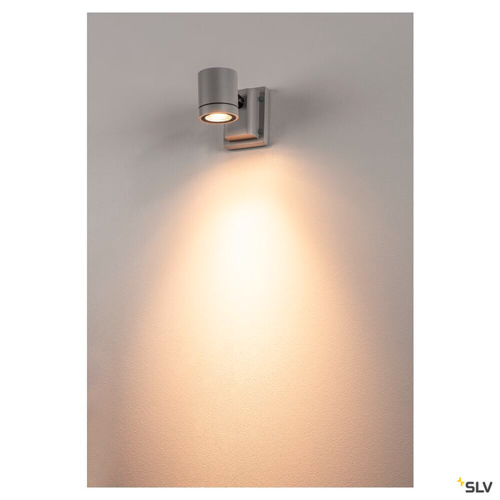 MYRA WALL, outdoor wall and ceiling light, single-headed, QPAR51, IP55, silver-grey, max. 50W